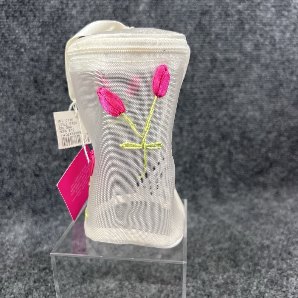 New Victoria's Secret "Splash of Spring" Sampler White Mesh Toiletry Bag Tulips - Picture 5 of 11